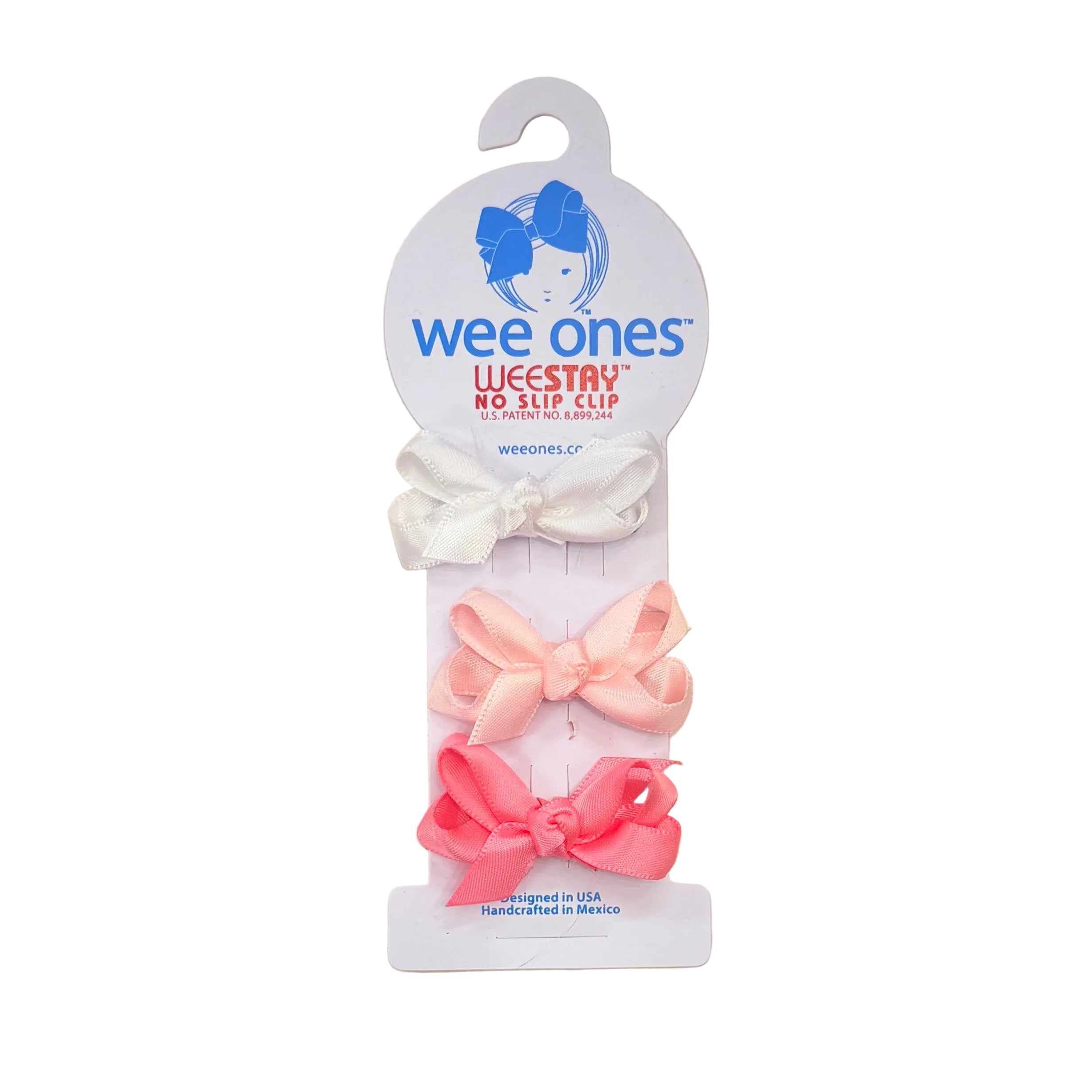Baby Satin Hair Bows with Knot Wrap: White, Light Pink, Hot Pink