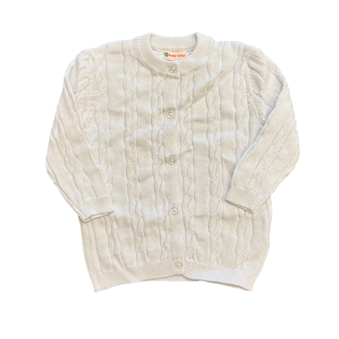 Cable Knit Cardigan: White