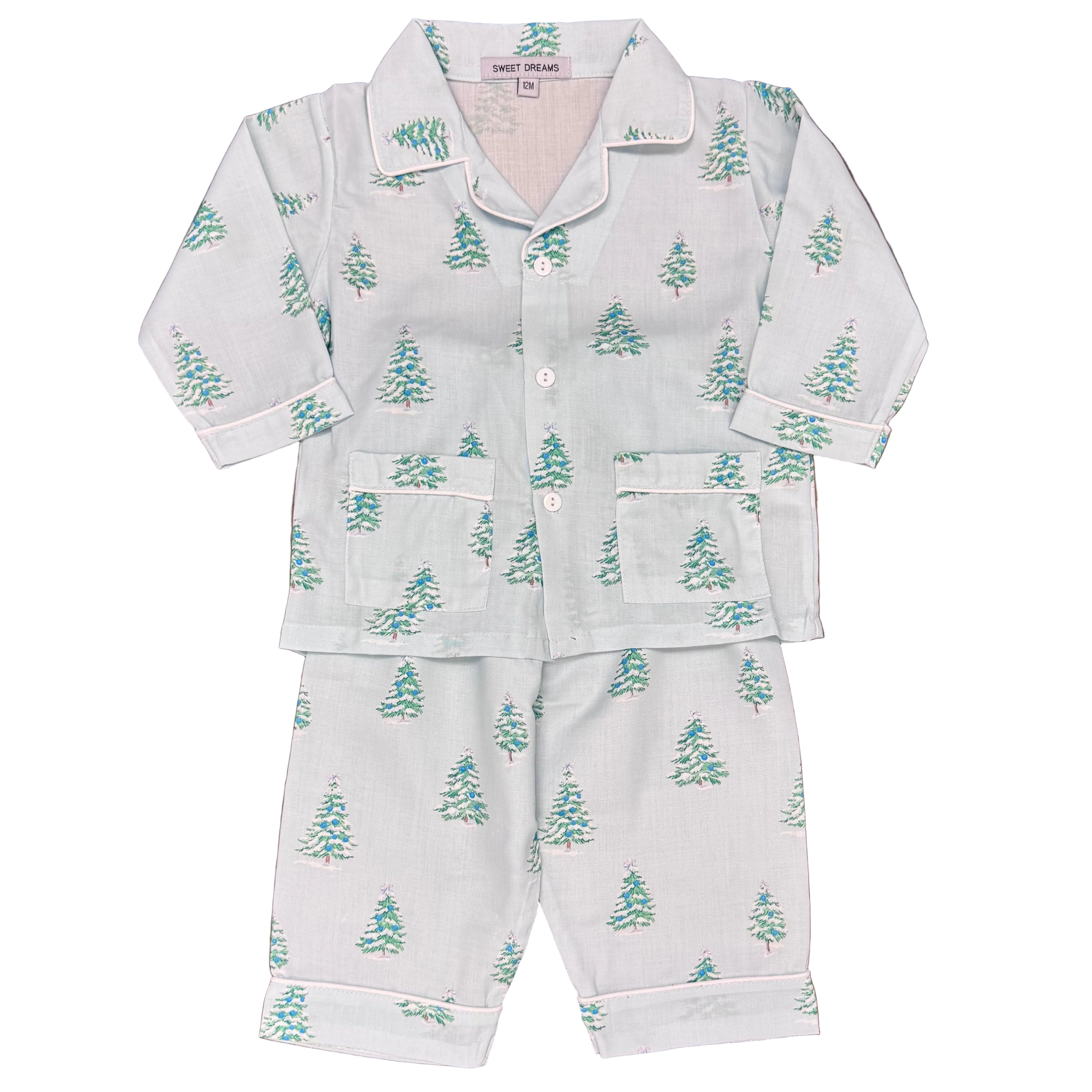 Blue Christmas Tree PJ Set