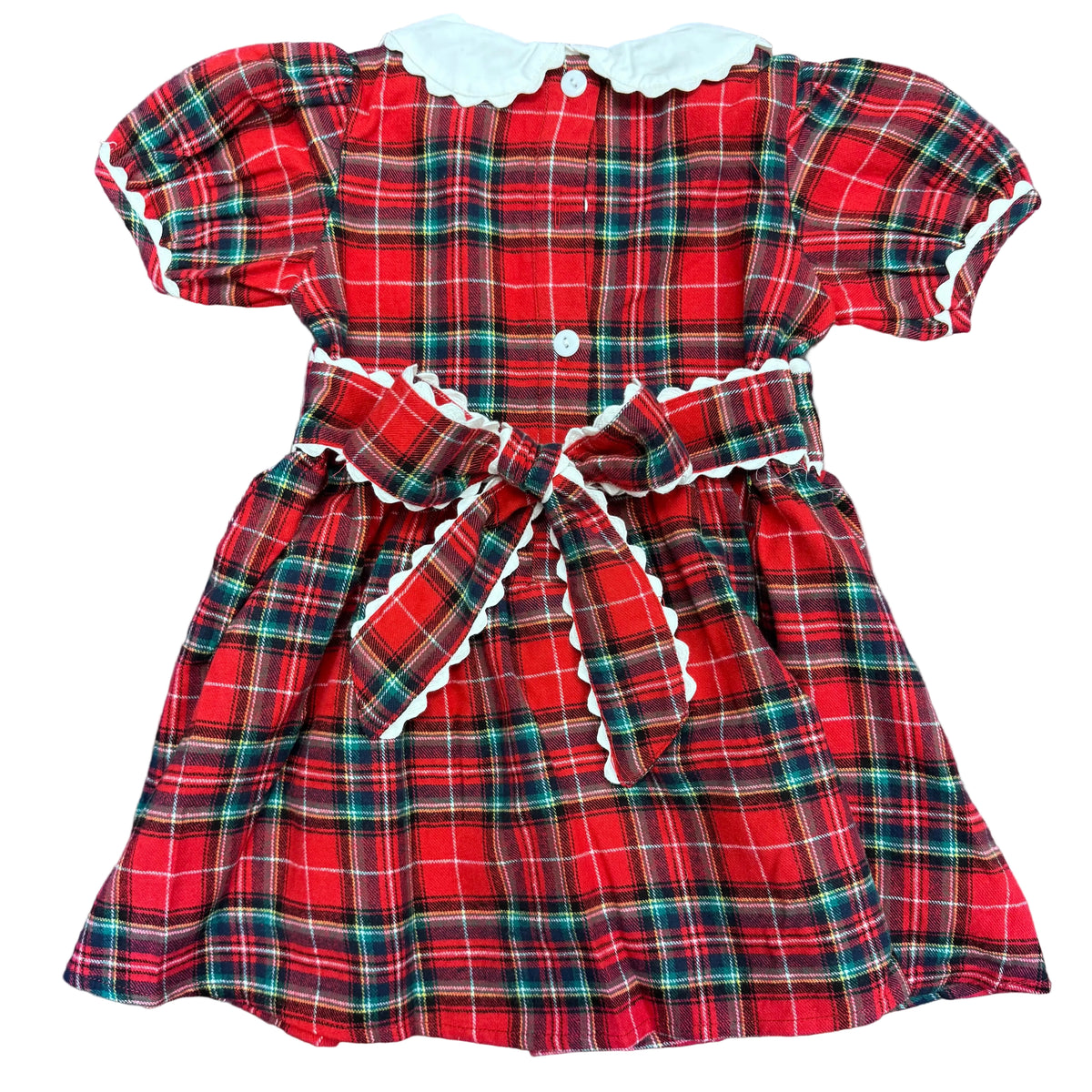 Red Plaid Scallop Collar Dress