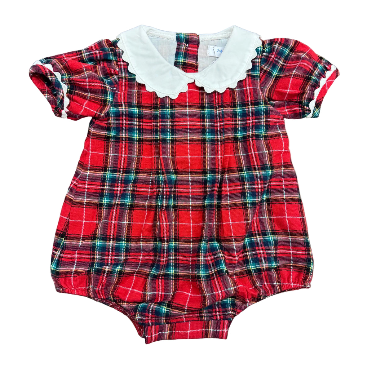 Red Plaid Scallop Collar Bubble