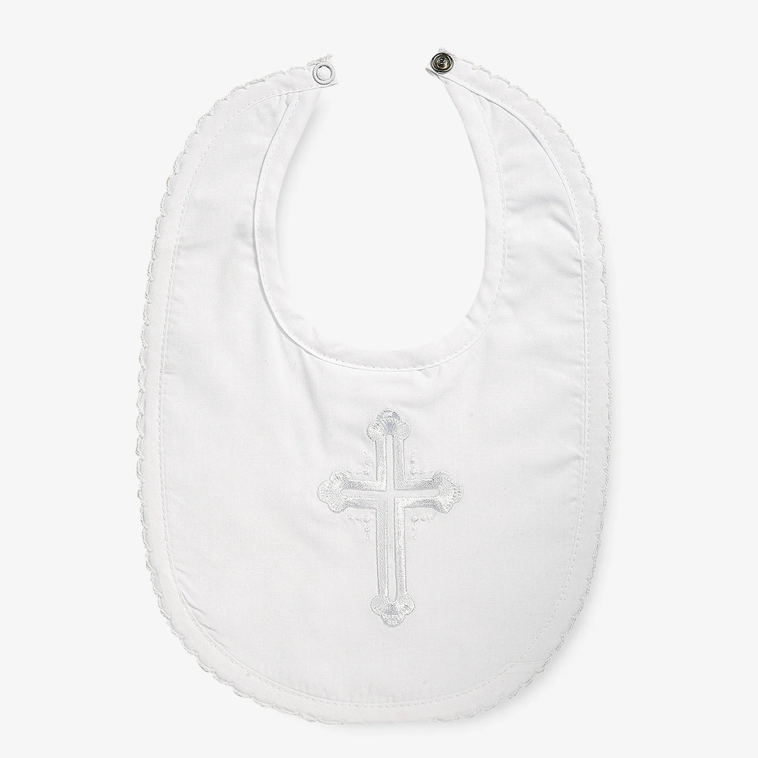 Elegant Baby Christening Bib w/Embroidered Cross