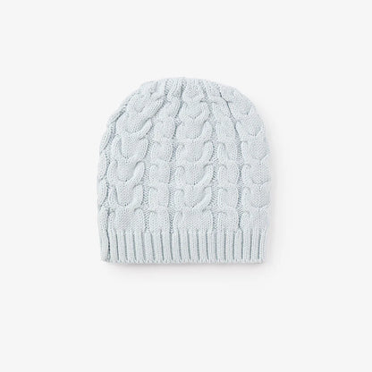 Horseshoe Cable Knit Baby Hat: Pale Blue