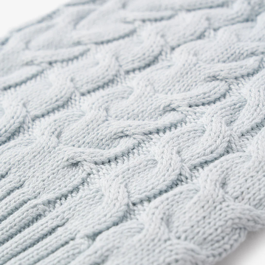 Horseshoe Cable Knit Baby Hat: Pale Blue