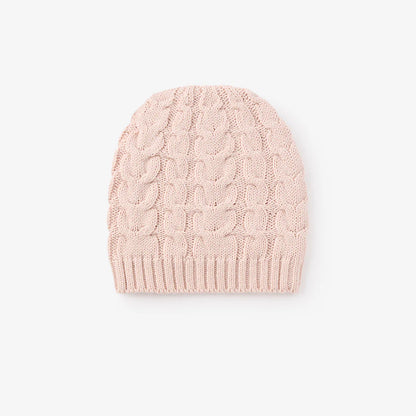 Horseshoe Cable Knit Baby Hat: Pale Pink