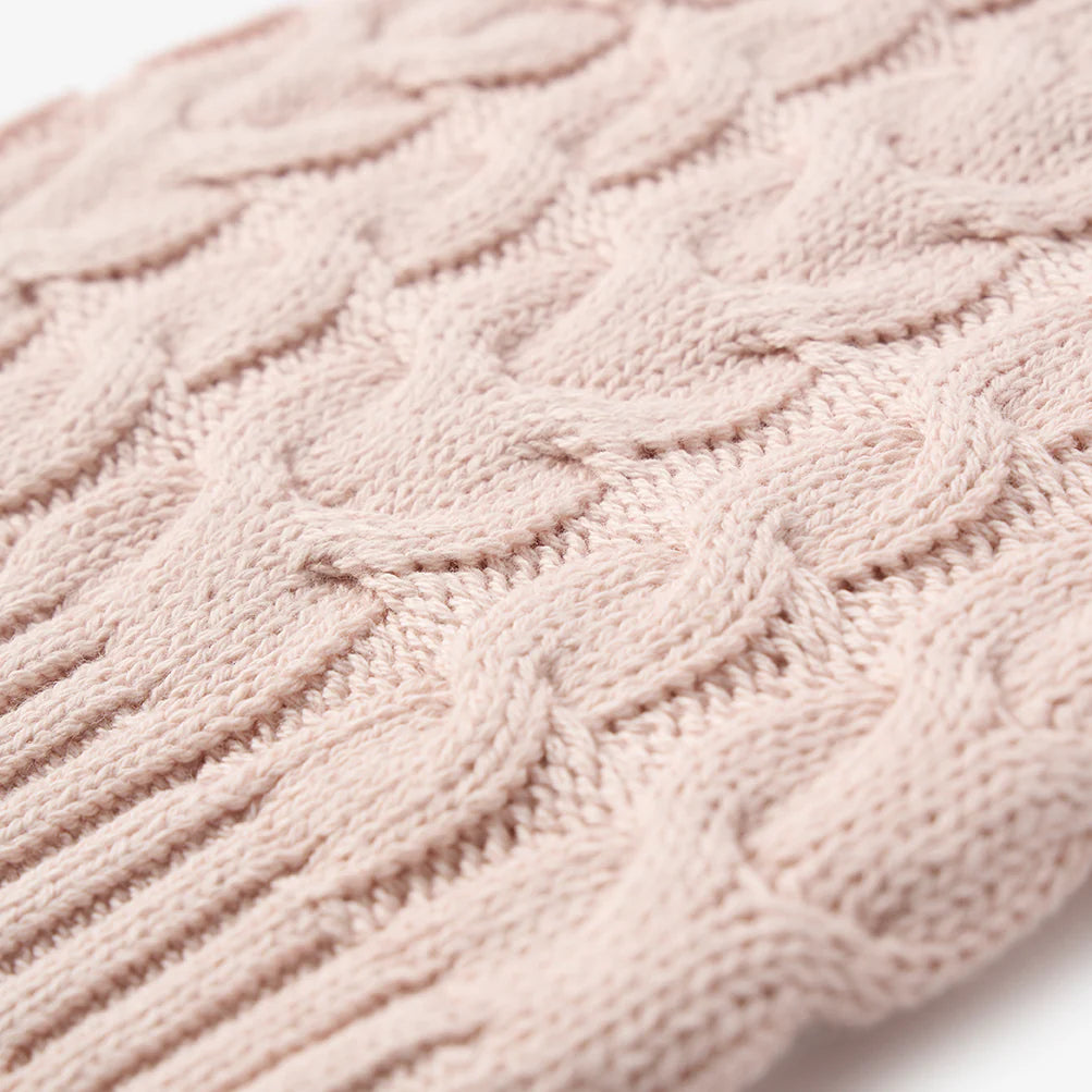 Horseshoe Cable Knit Baby Hat: Pale Pink