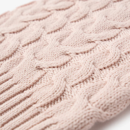 Horseshoe Cable Knit Baby Hat: Pale Pink