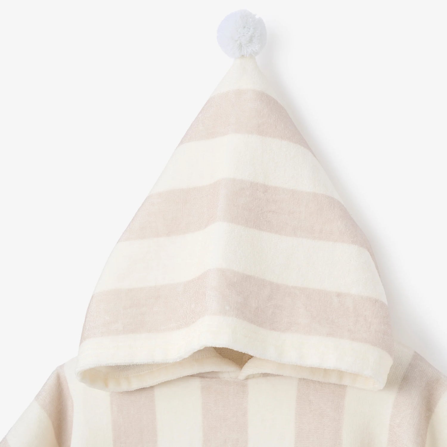 Taupe Stripe Hooded Terry Poncho