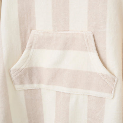 Taupe Stripe Hooded Terry Poncho