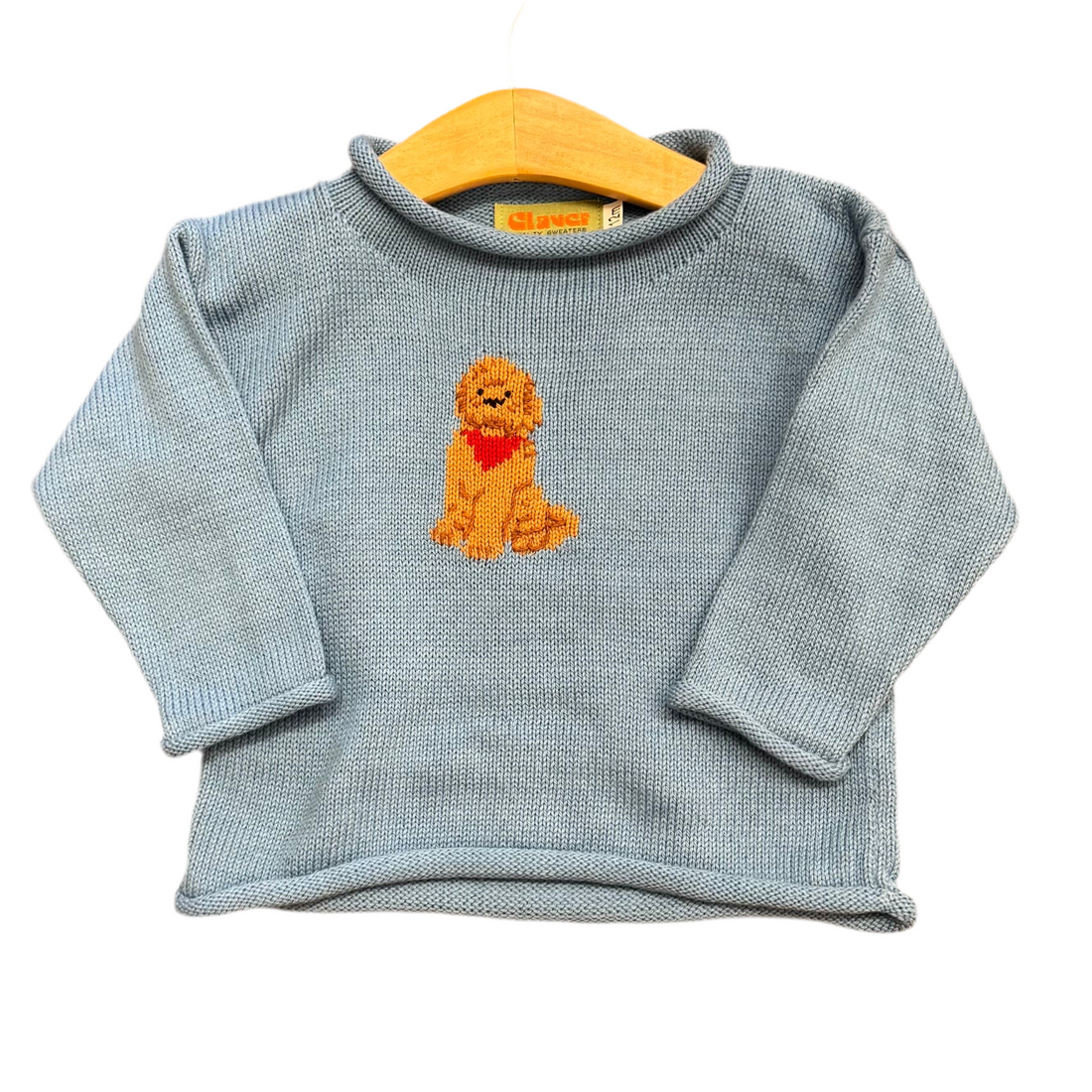 Chambray Roll Neck Sweater with Golden Doodle
