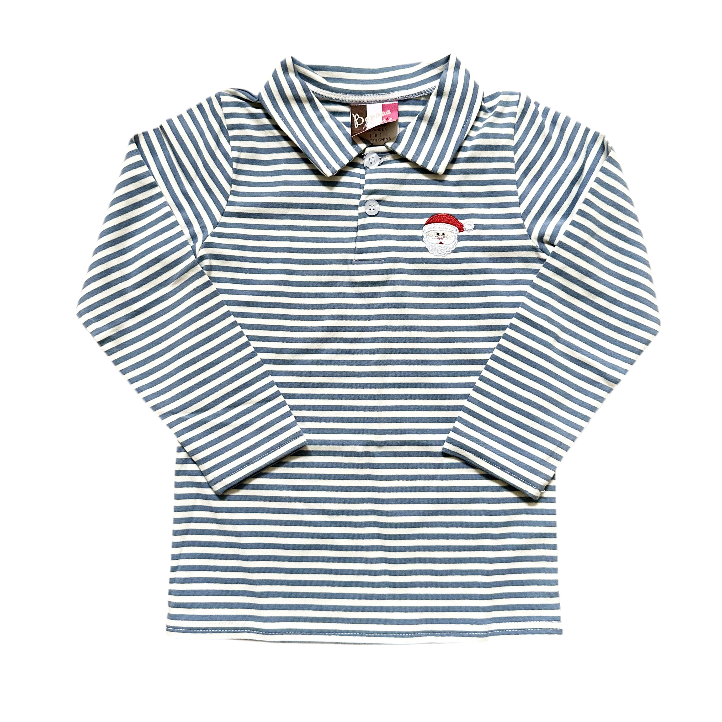 Santa Embroidered LS Polo