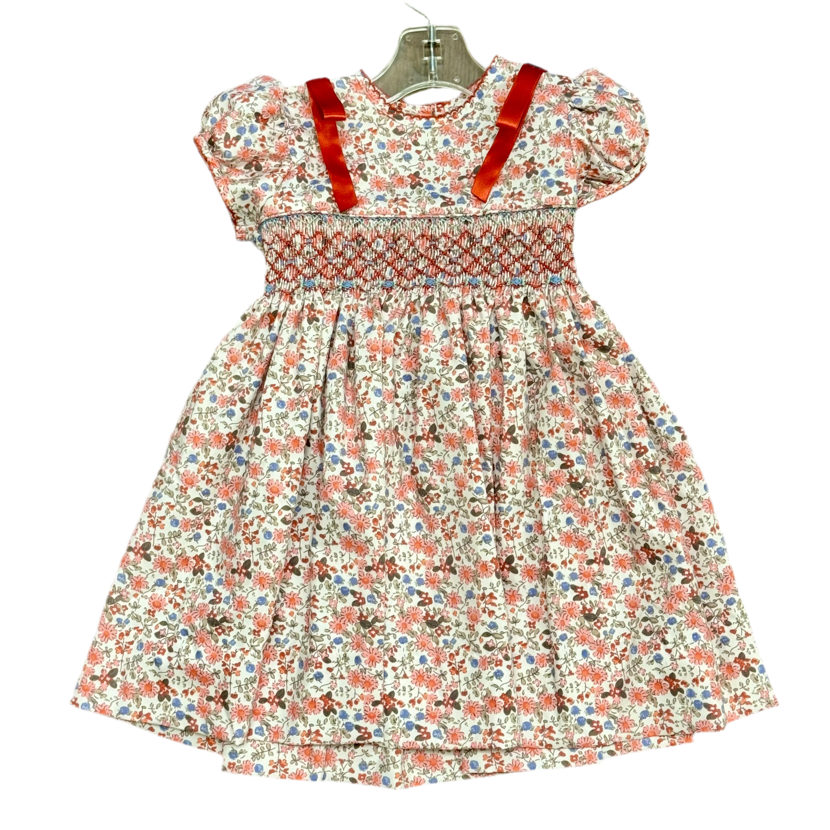 Holiday Floral Smocked Rose Dress