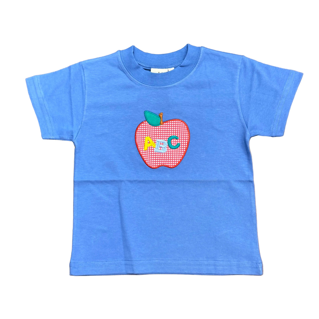 Boys Dark Chambray SS T-Shirt with ABC Apple Applique