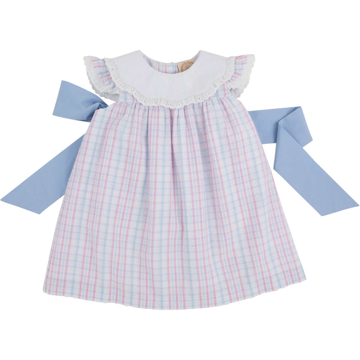 TBBC Franny Frock: Beale Street Blue with Hamptons Hot PInk