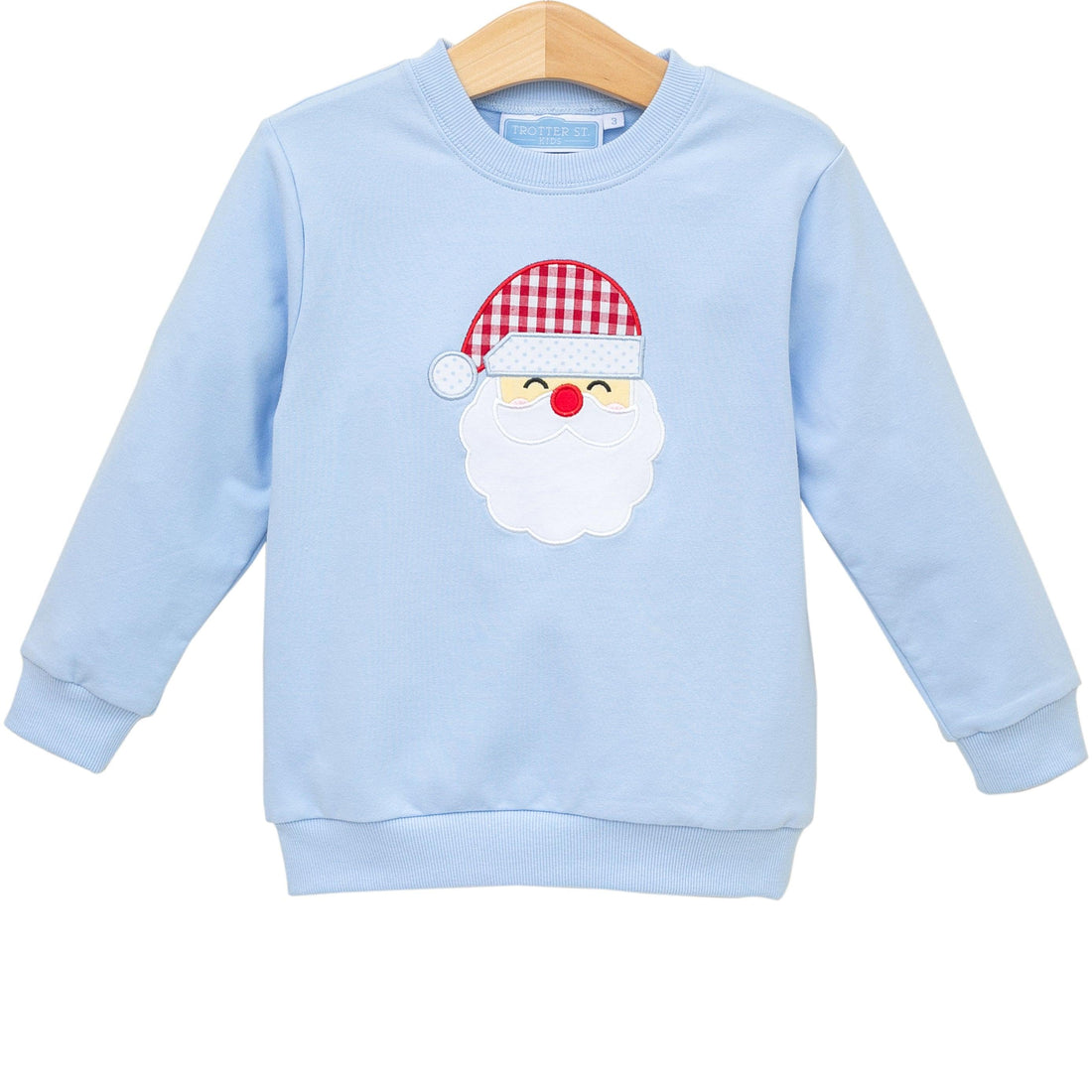 Light Blue French Terry Pullover with Santa Applique