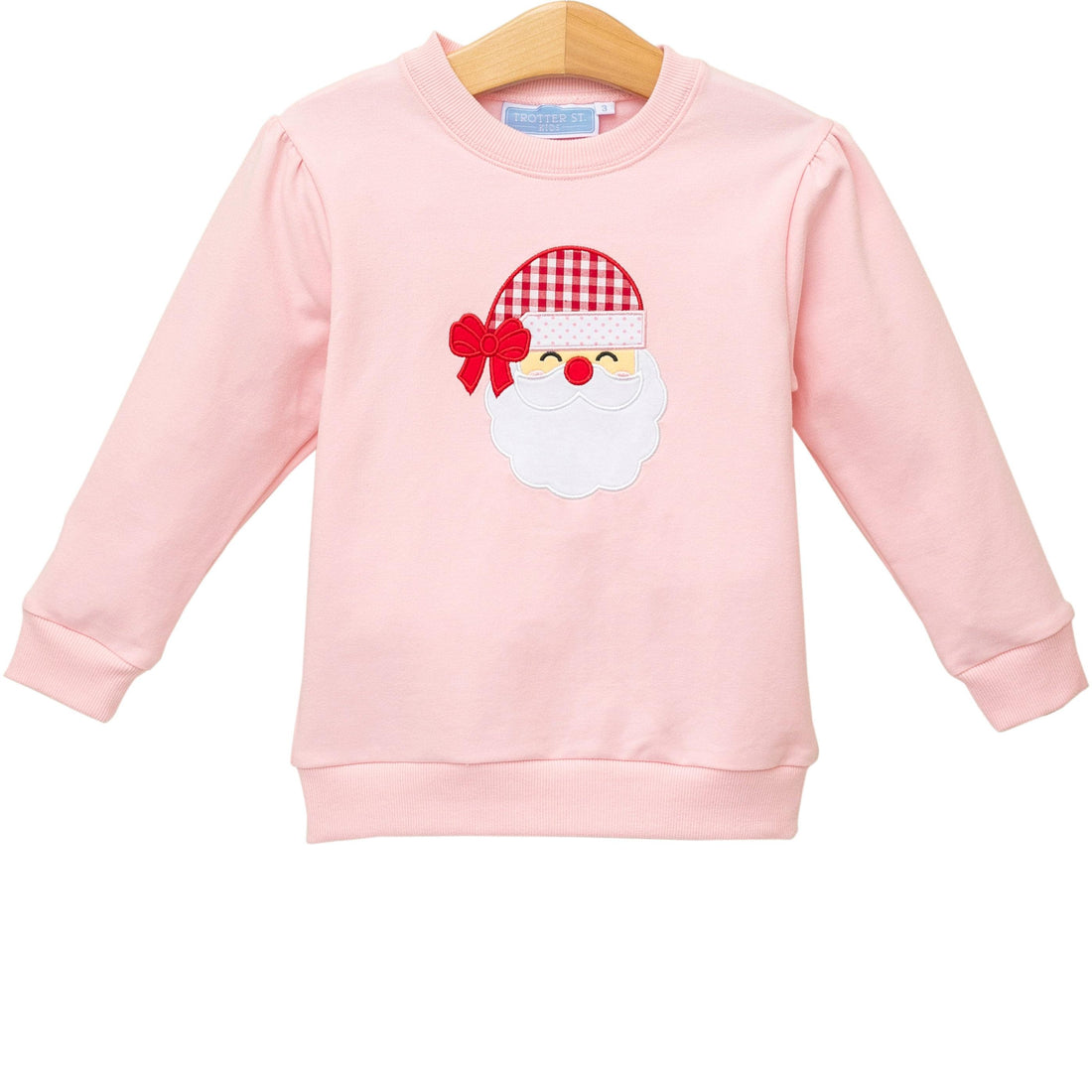 Light Pink French Terry Pullover with Santa Applique