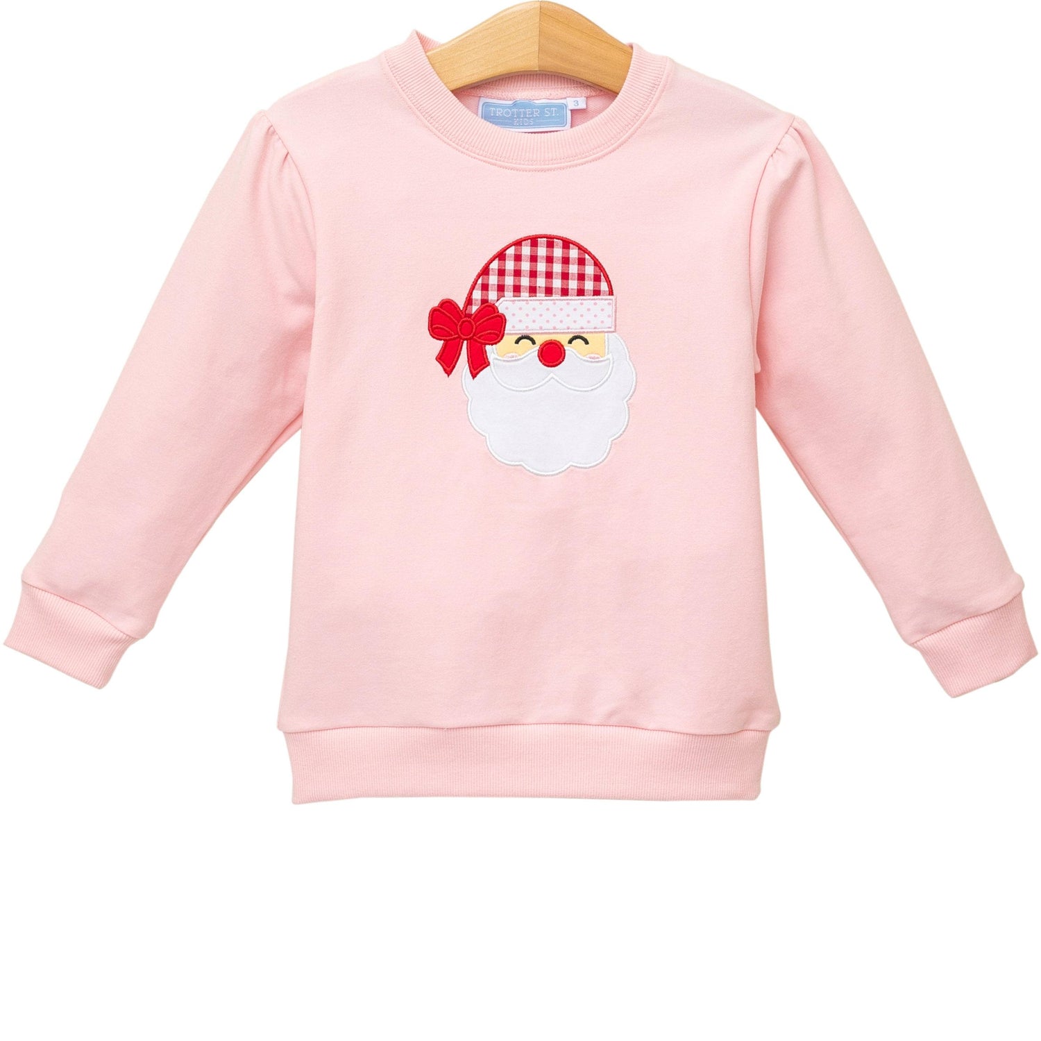 Light Pink French Terry Pullover with Santa Applique