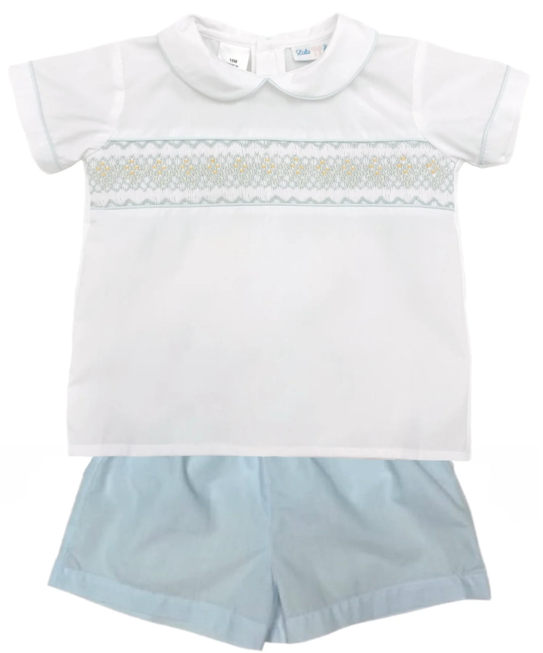 Drew Smocked Short Set: Blue/Mint/Yellow Smocking