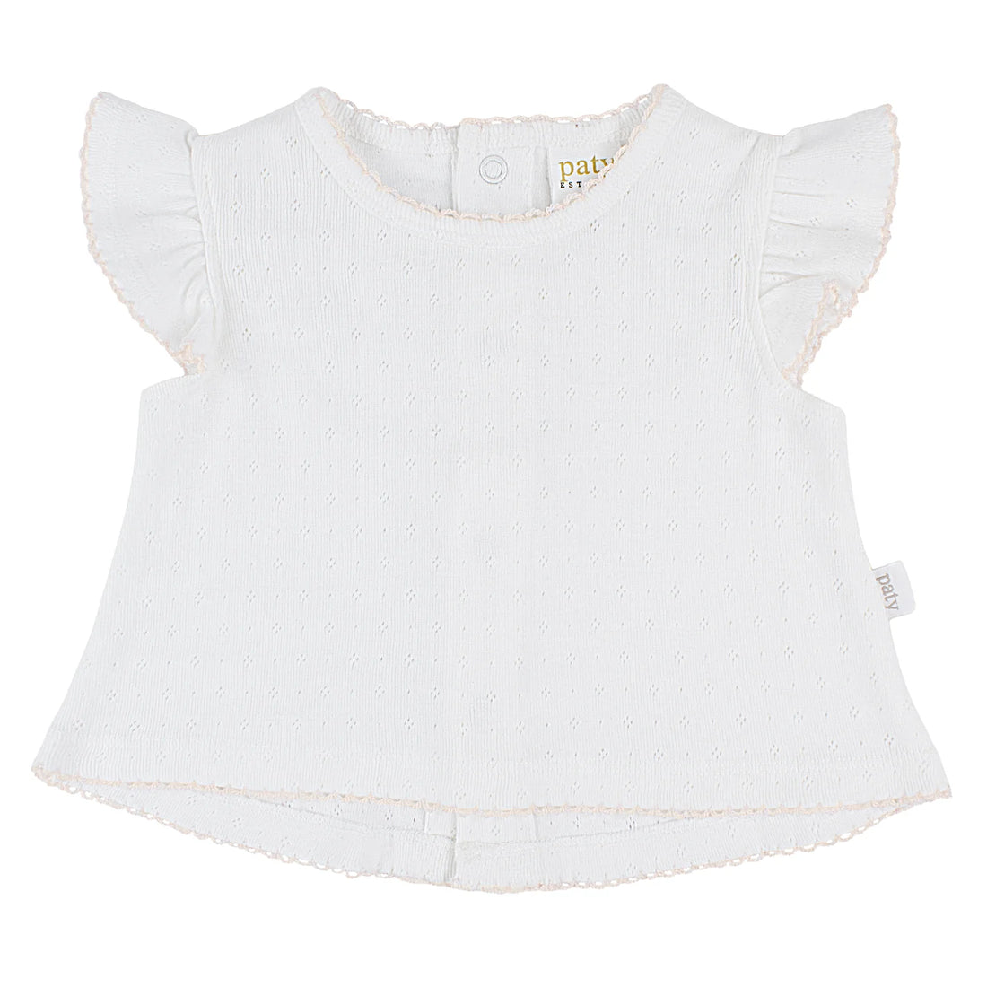 Pointelle Diaper Set: White with Pink Trim