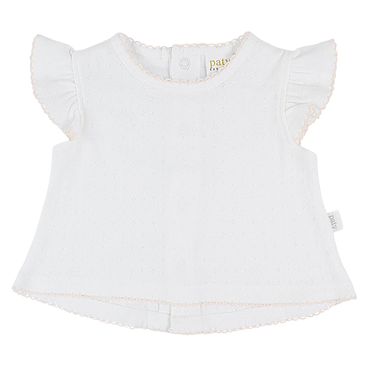 Pointelle Diaper Set: White with Pink Trim