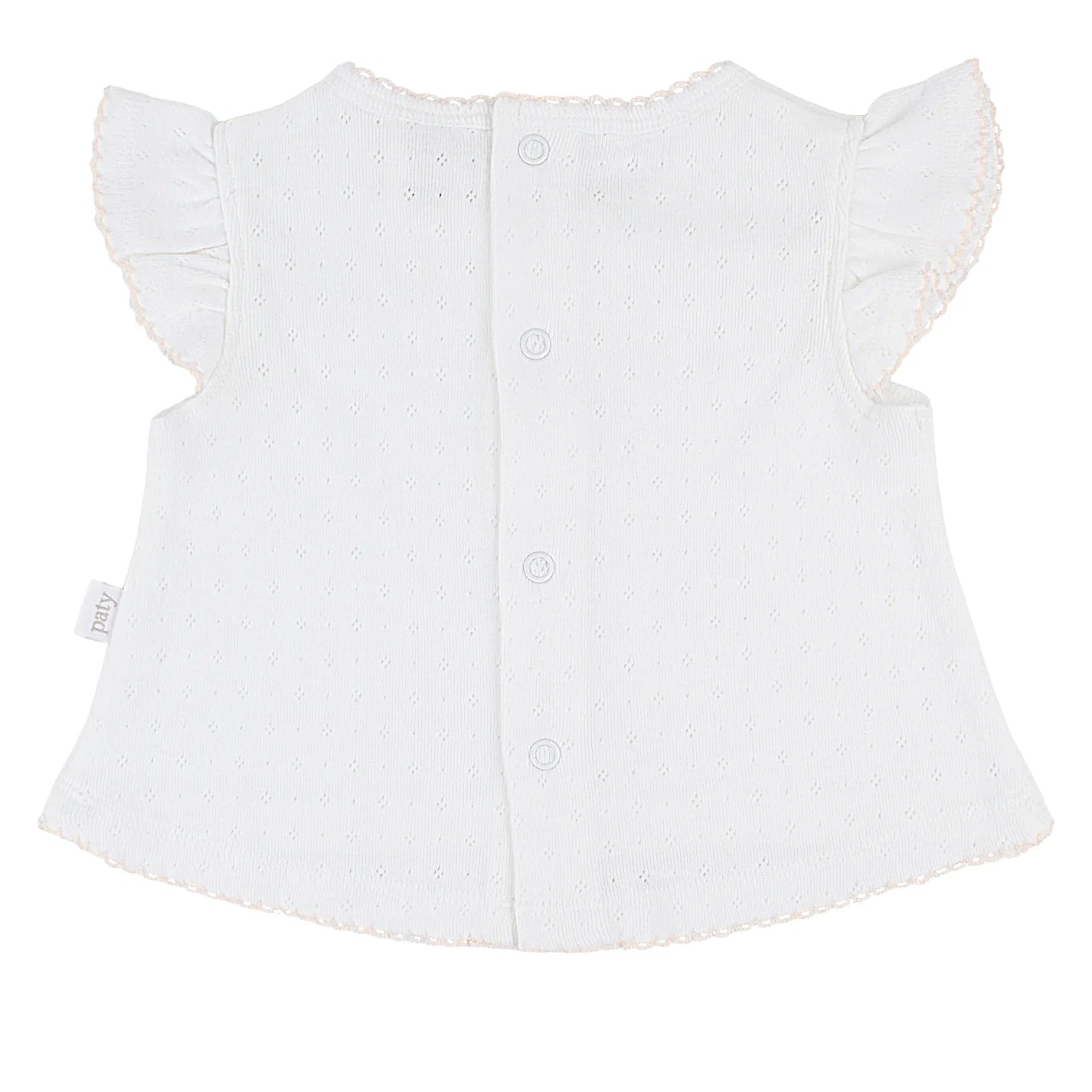 Pointelle Diaper Set: White with Pink Trim