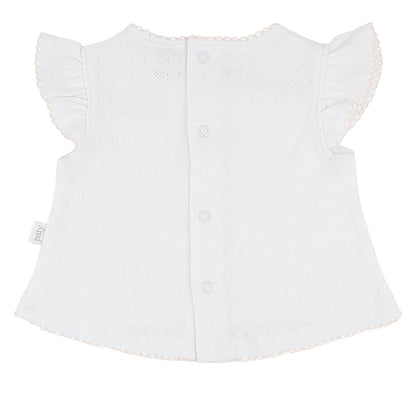 Pointelle Diaper Set: White with Pink Trim