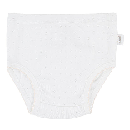 Pointelle Diaper Set: White with Pink Trim