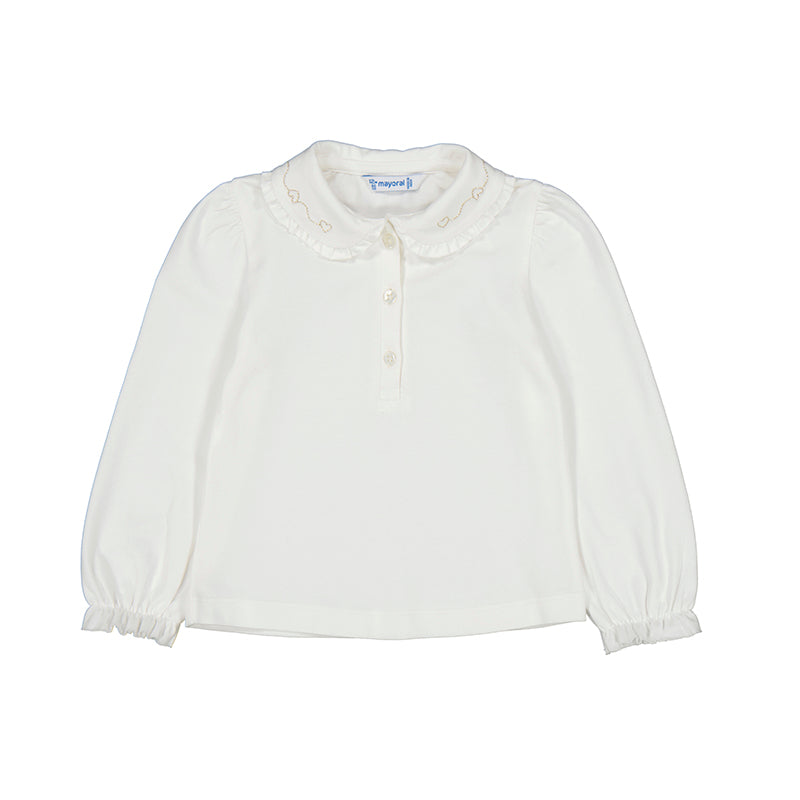 Mayoral Girls LS Basic Polo - Natural