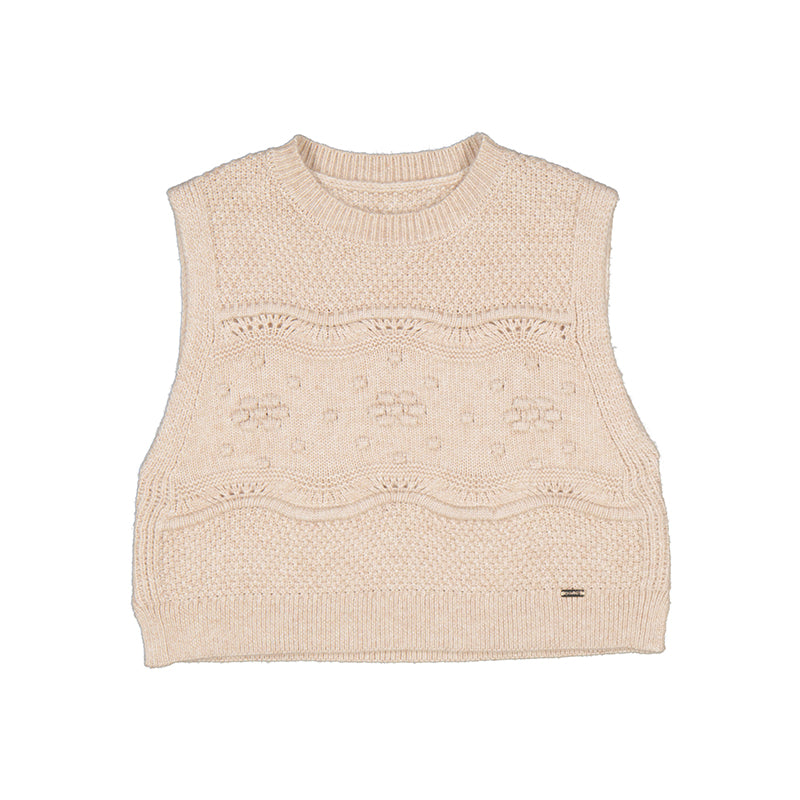 Girls Knit Vest: Cream