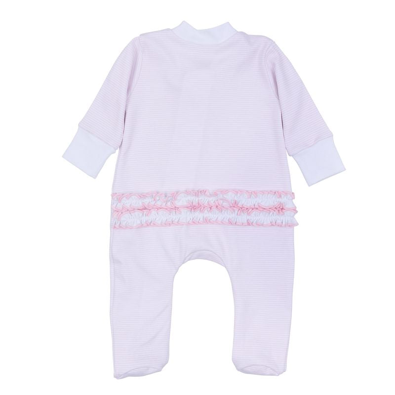 Touchdown Cutie Embroidered Zipper Footie: Pink