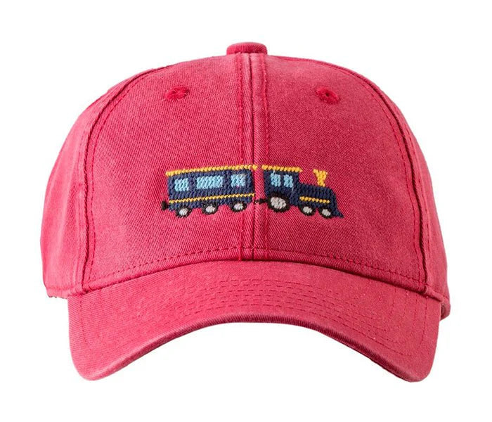 Harding Lane Baseball Cap: Weathered Red with Train