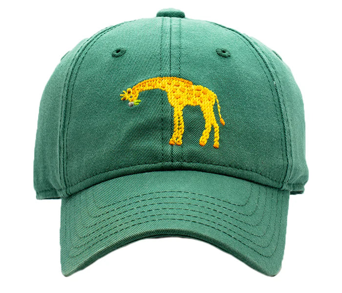 Harding Lane Baseball Cap: Moss Green with Giraffe