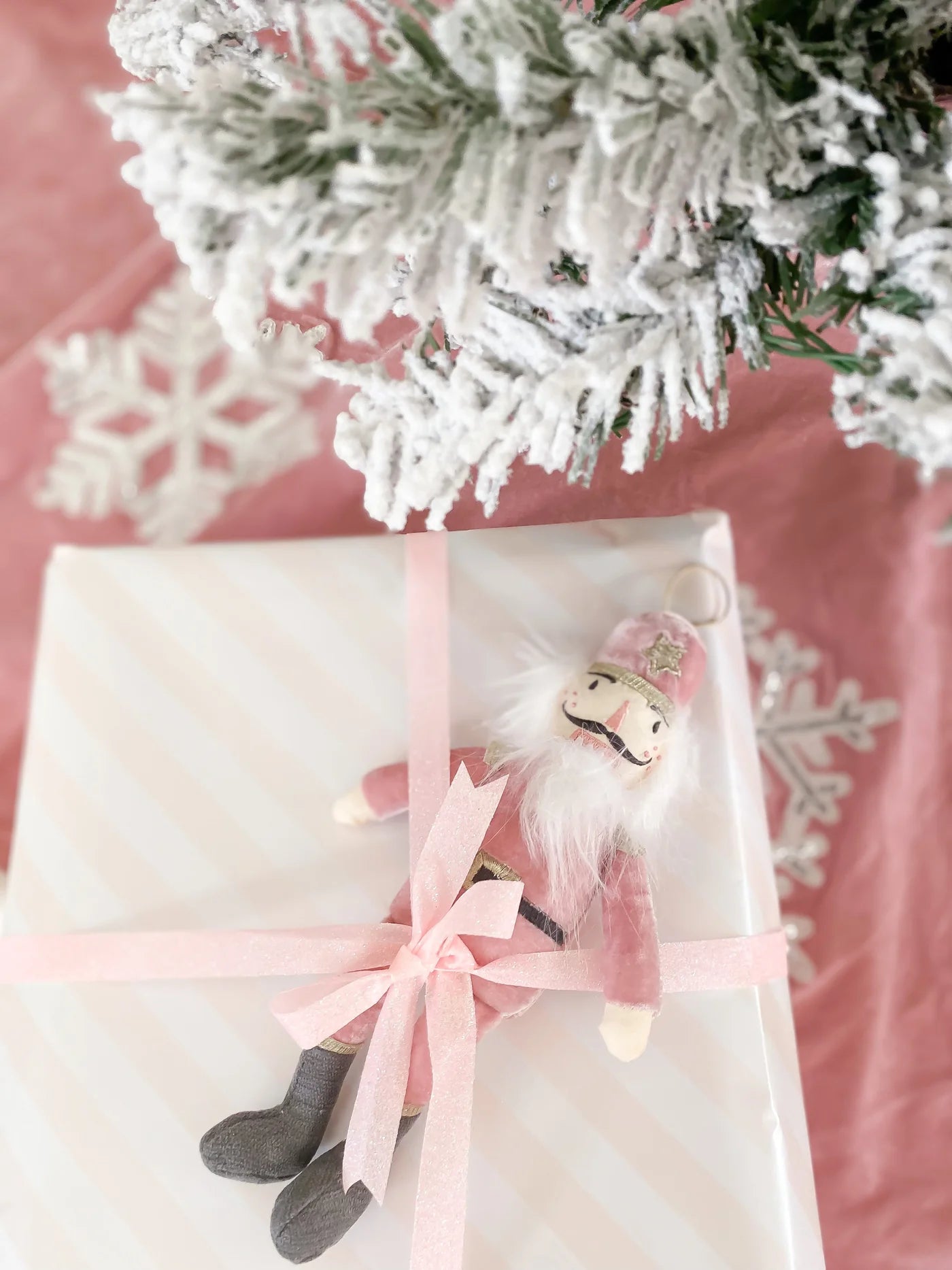 Pink Nutcracker Plush Christmas Ornament