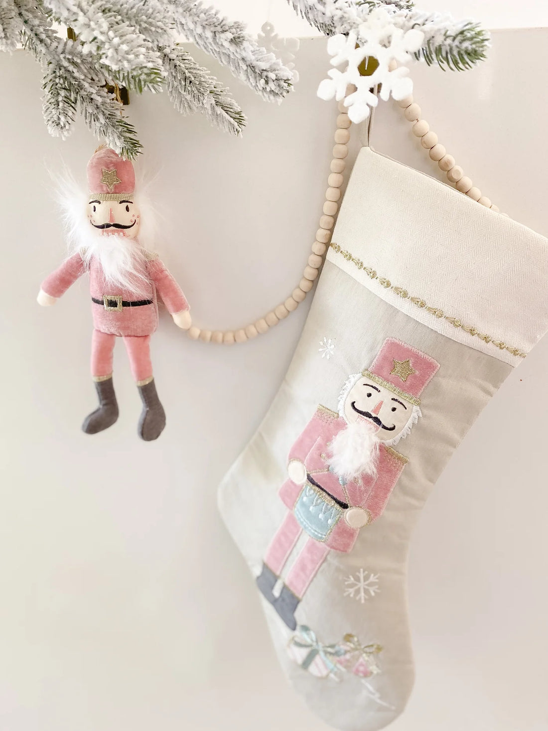 Pink Nutcracker Plush Christmas Ornament