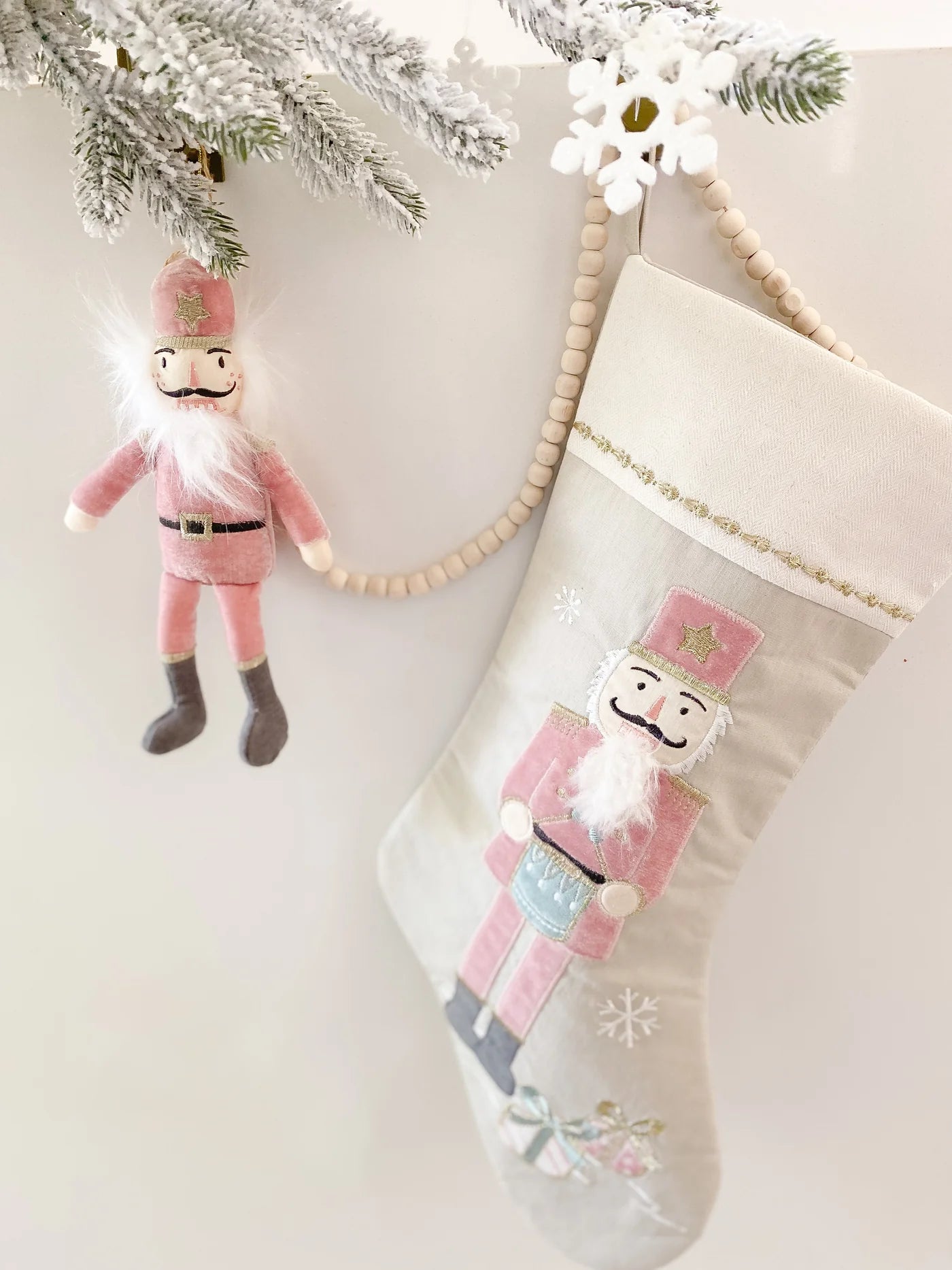 Pink Nutcracker Plush Christmas Ornament