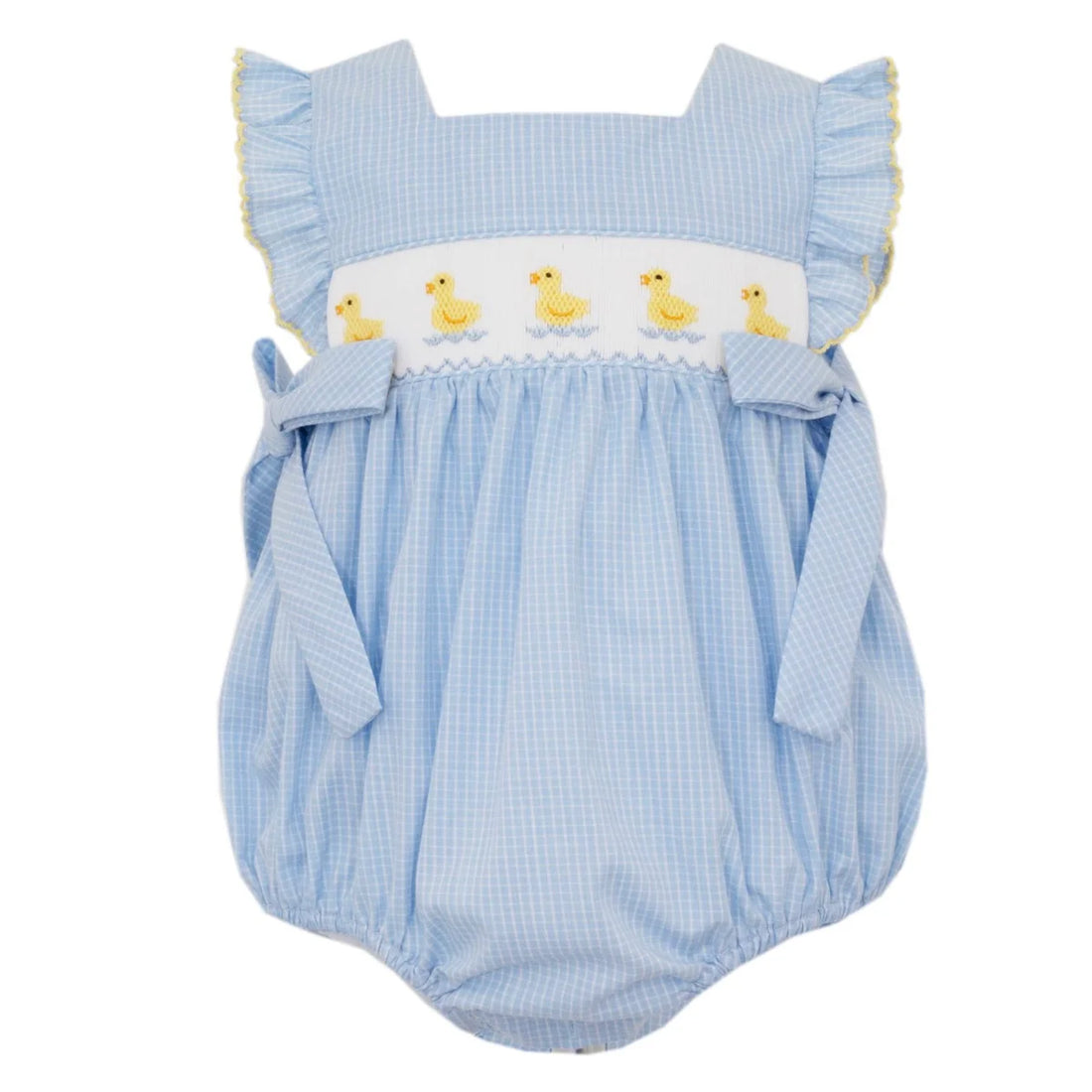 Ducks Blue Check Girl Bubble with Side Ties