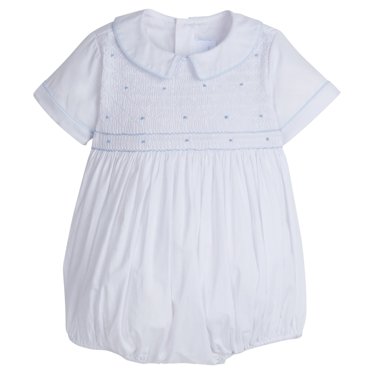 Smocked Theodore Bubble: Light Blue