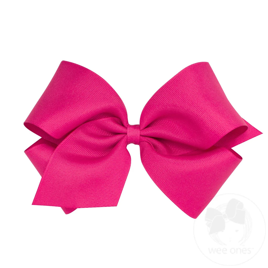 King Classic Grosgrain Hair Bow: Shocking Pink