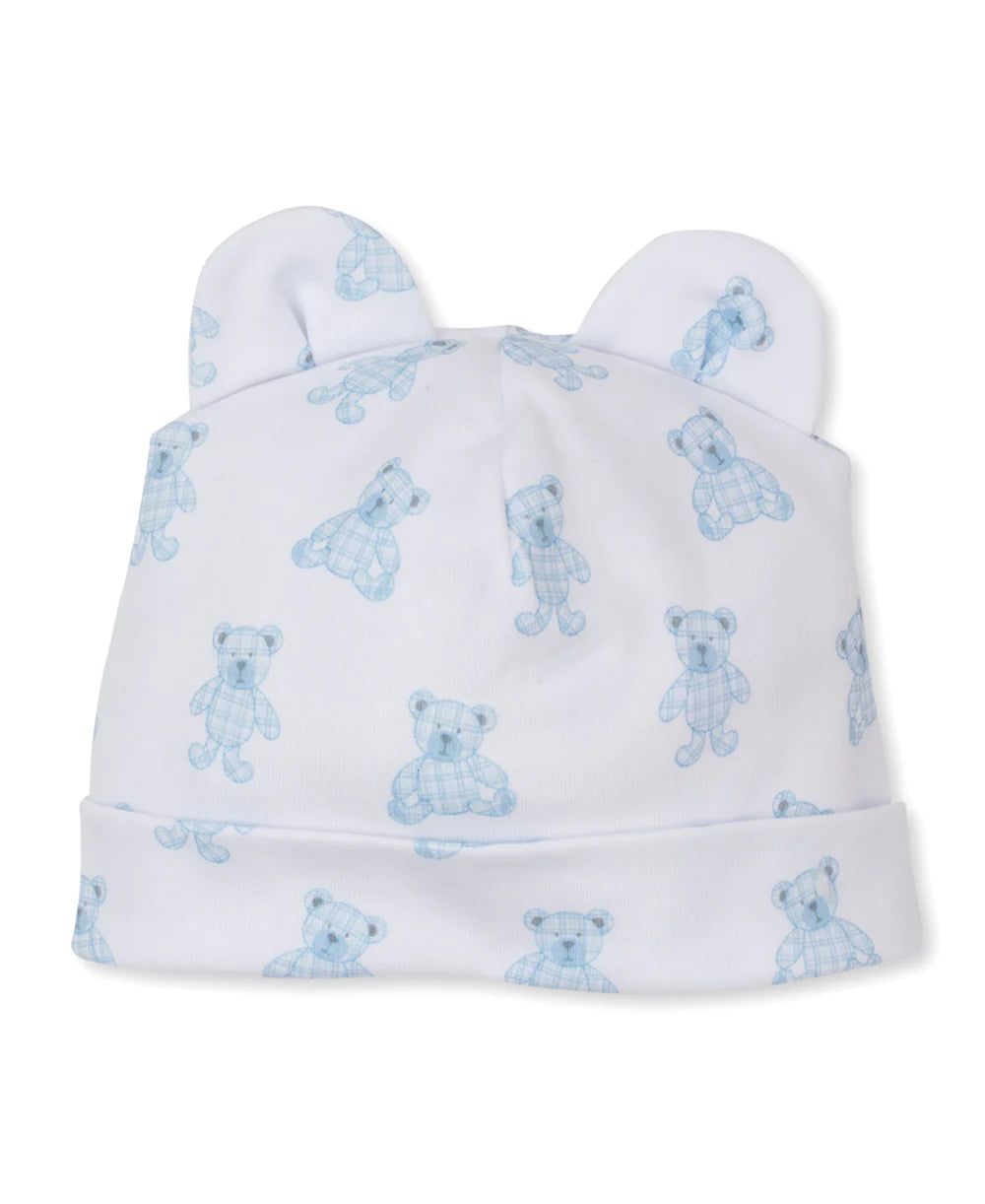 Kissy Kissy Beary Plaid Baby Beanie (Blue)