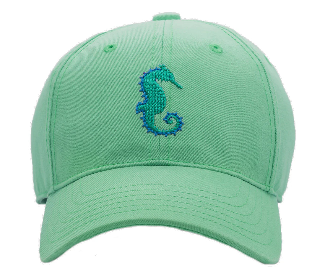 Harding Lane Baseball Cap: Mint with Seahorse Embroidery