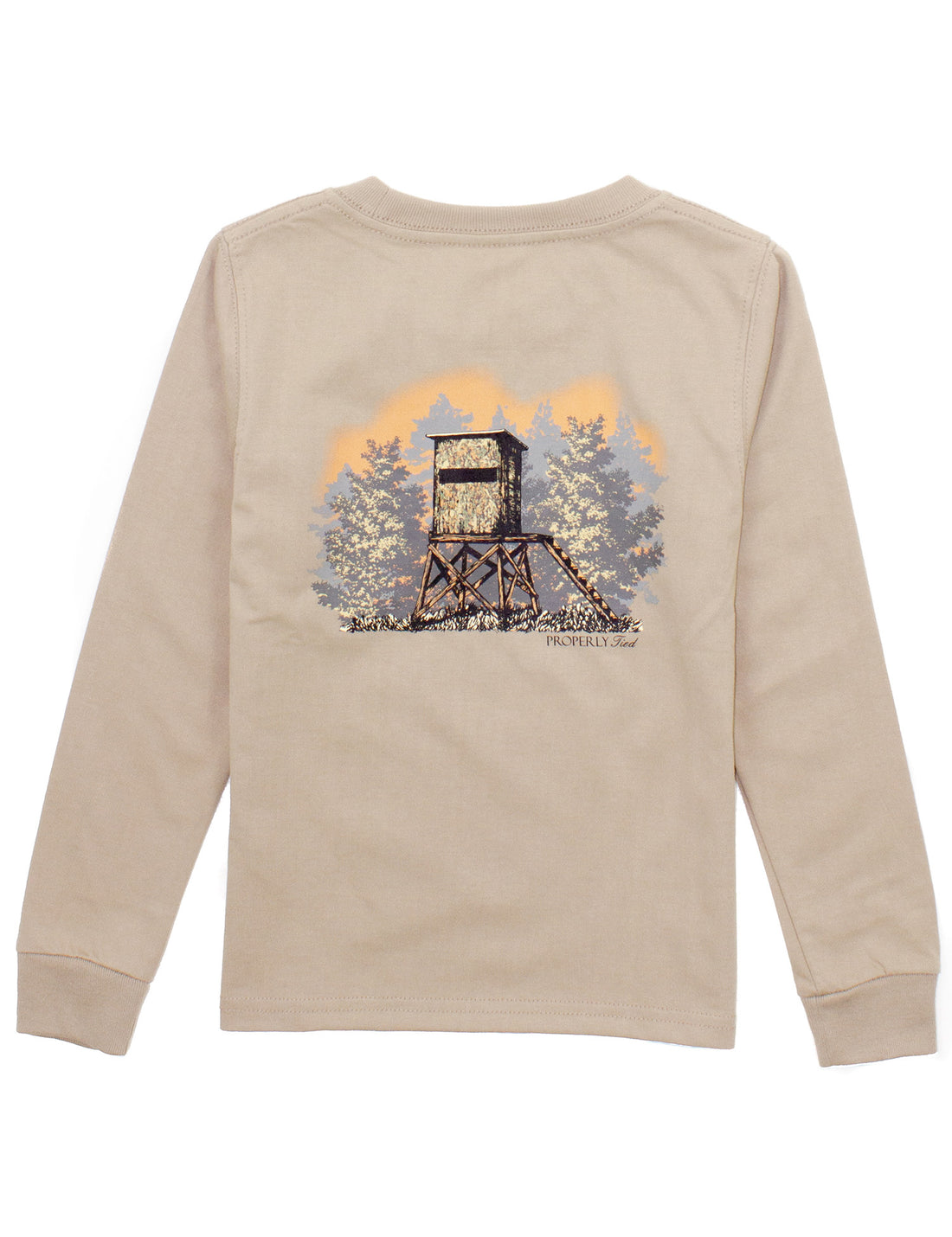 Properly Tied LS Boys Graphic Tee: Sand with Deer Stand