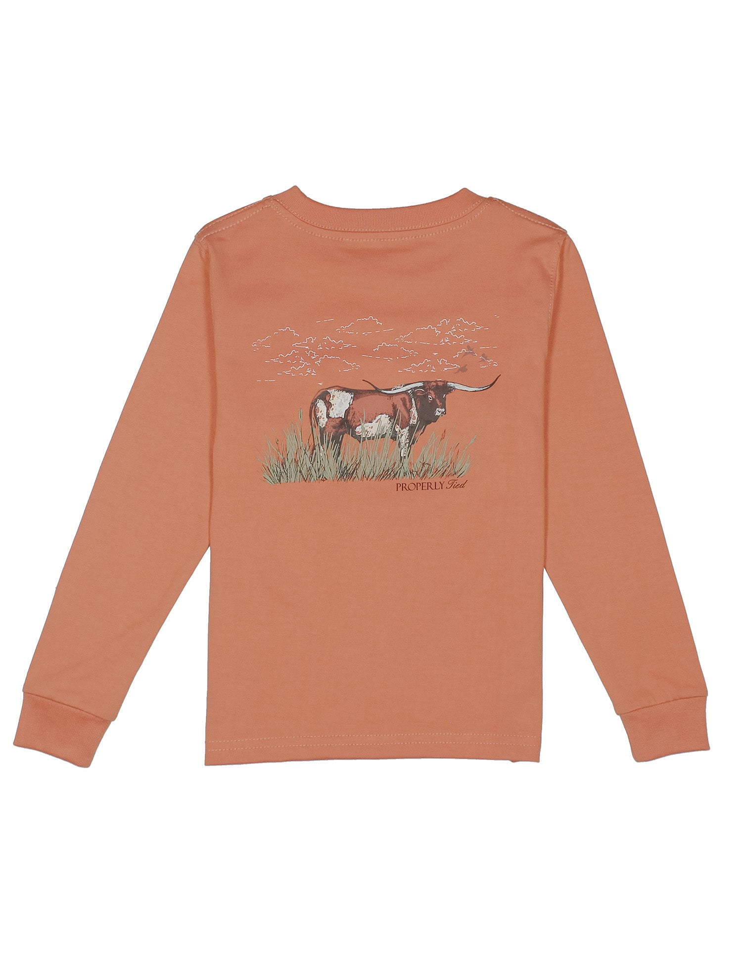 Longhorn LS Graphic Tee: Mango