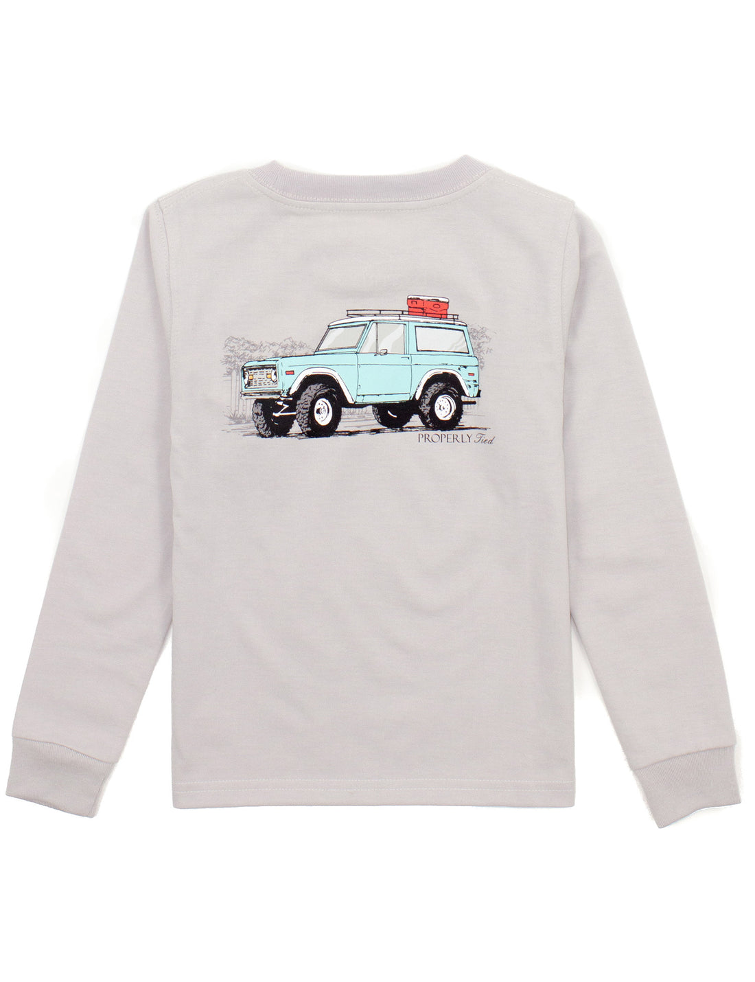 Properly Tied Boys LS Graphic Tee: Ice Gray with 4x4