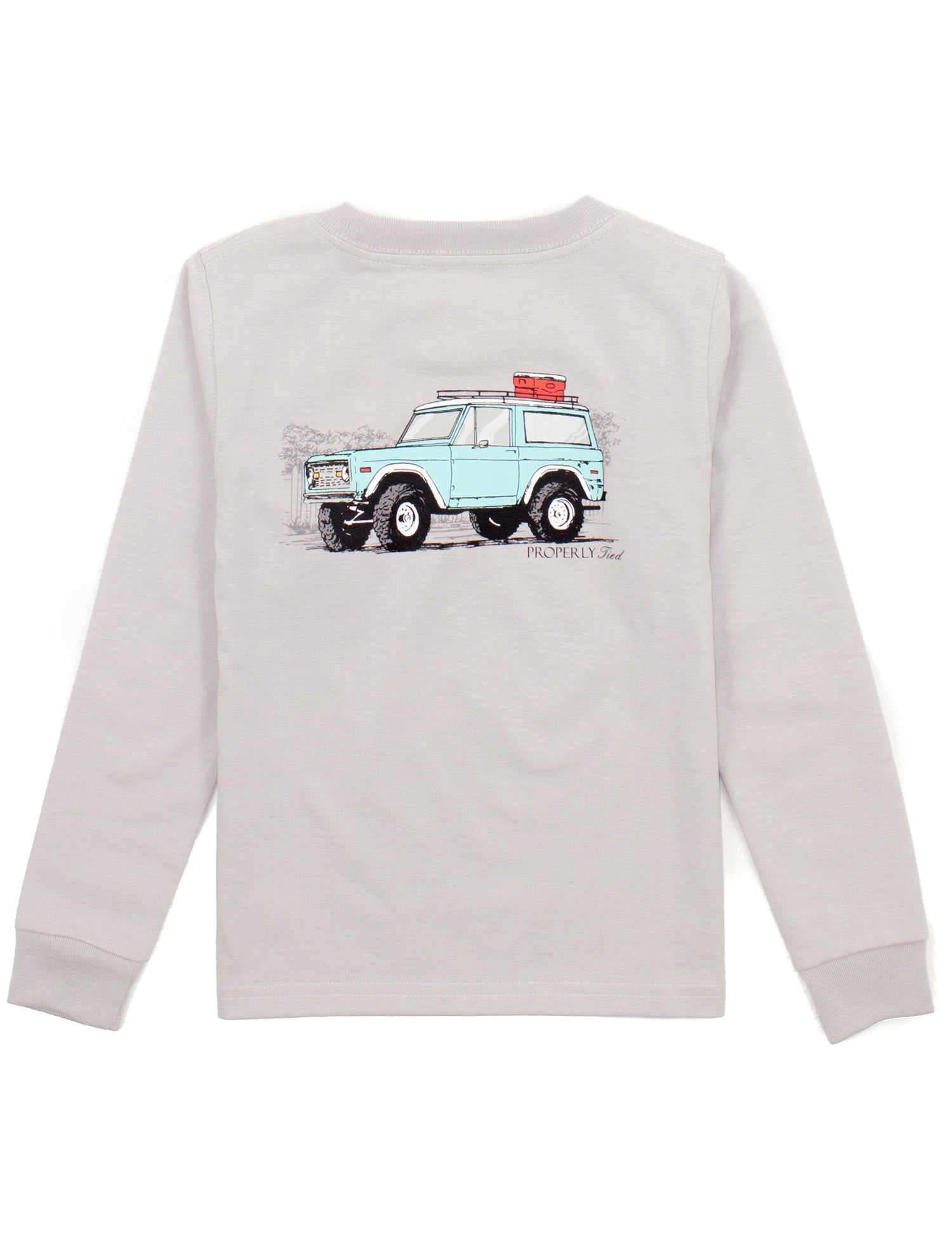 Properly Tied Boys LS Graphic Tee: Ice Gray with 4x4