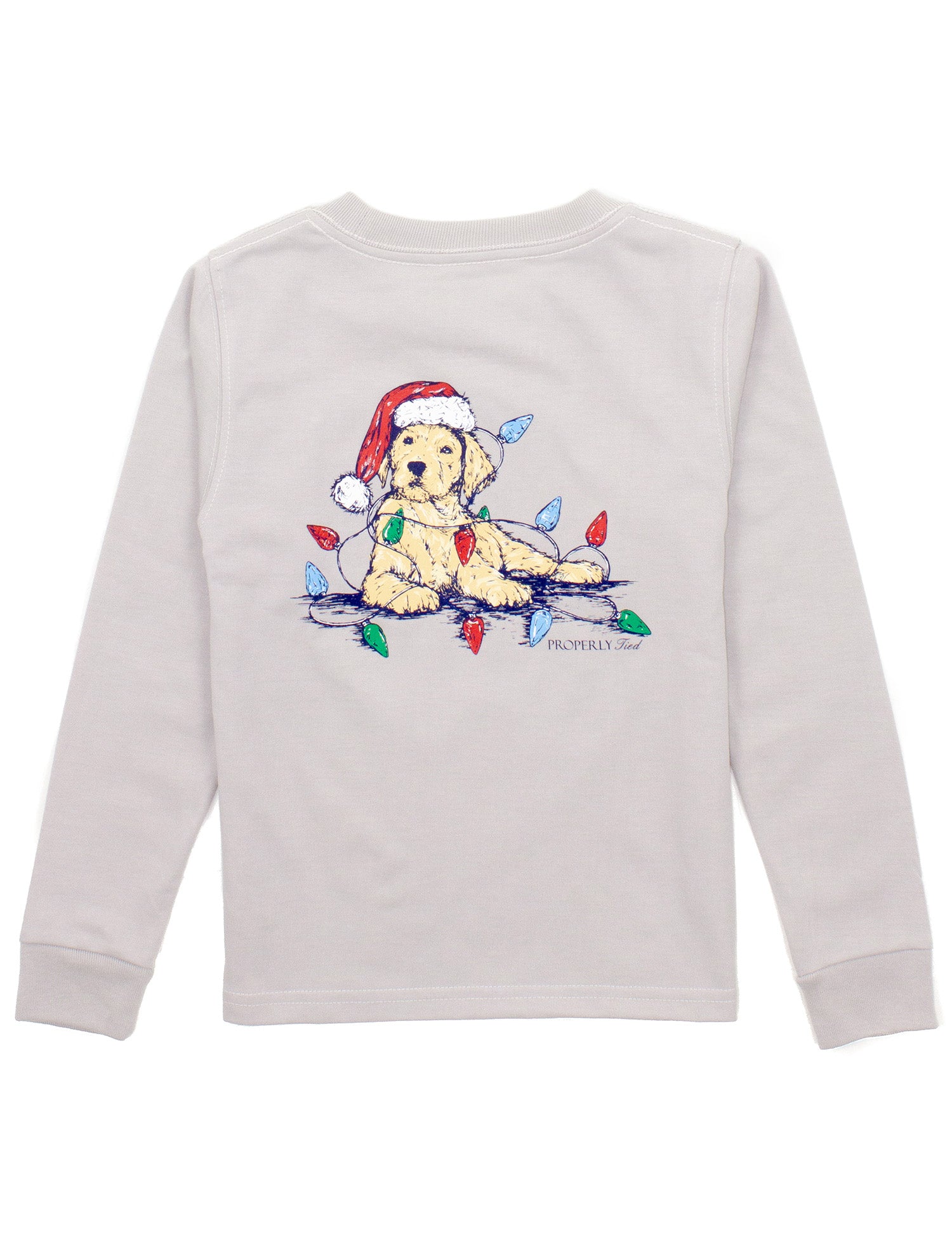 Properly Tied Boys Santa Paws Ice Grey LS T-Shirt