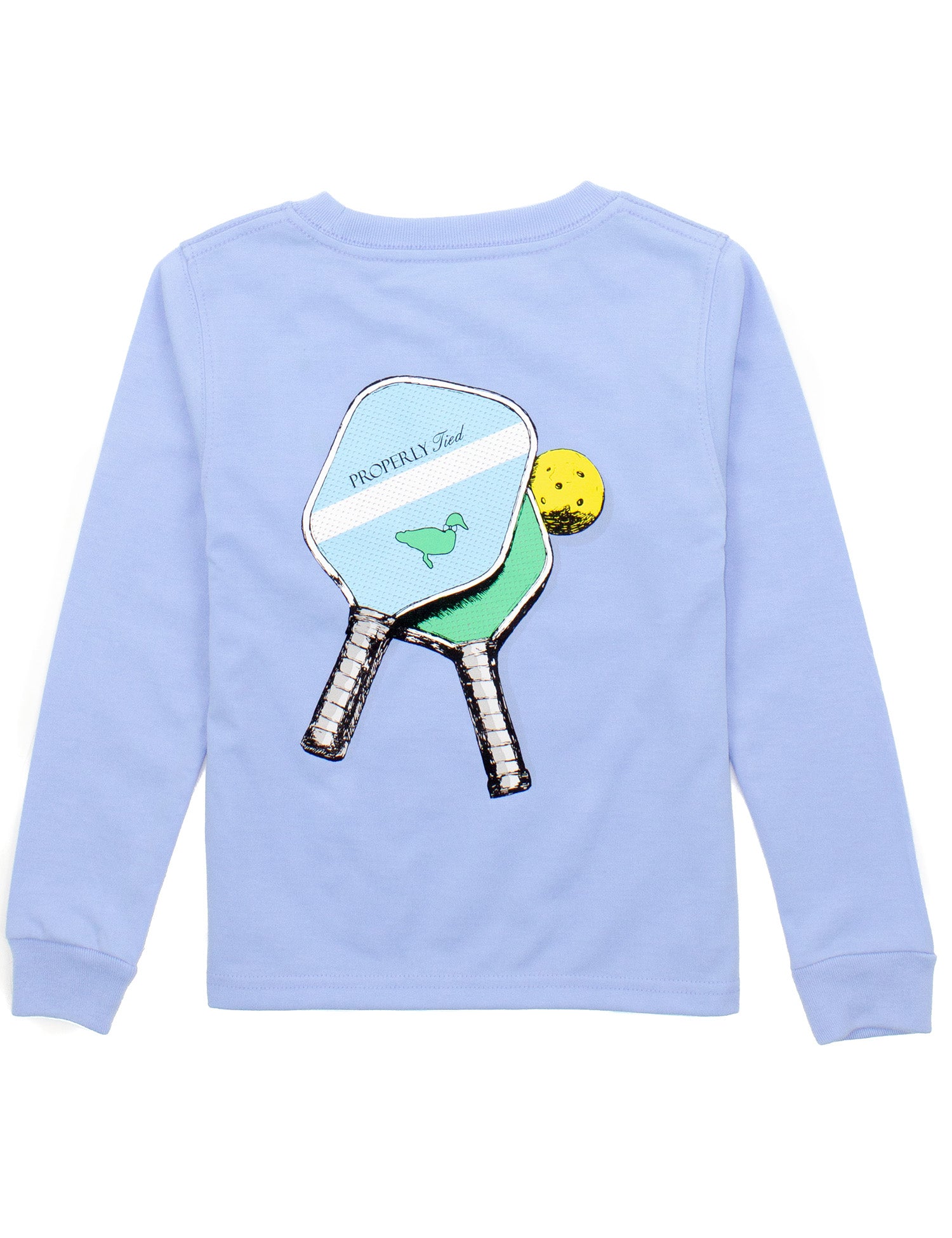 Properly Tied Boys LS Graphic Tee: Light Blue with Pickleball