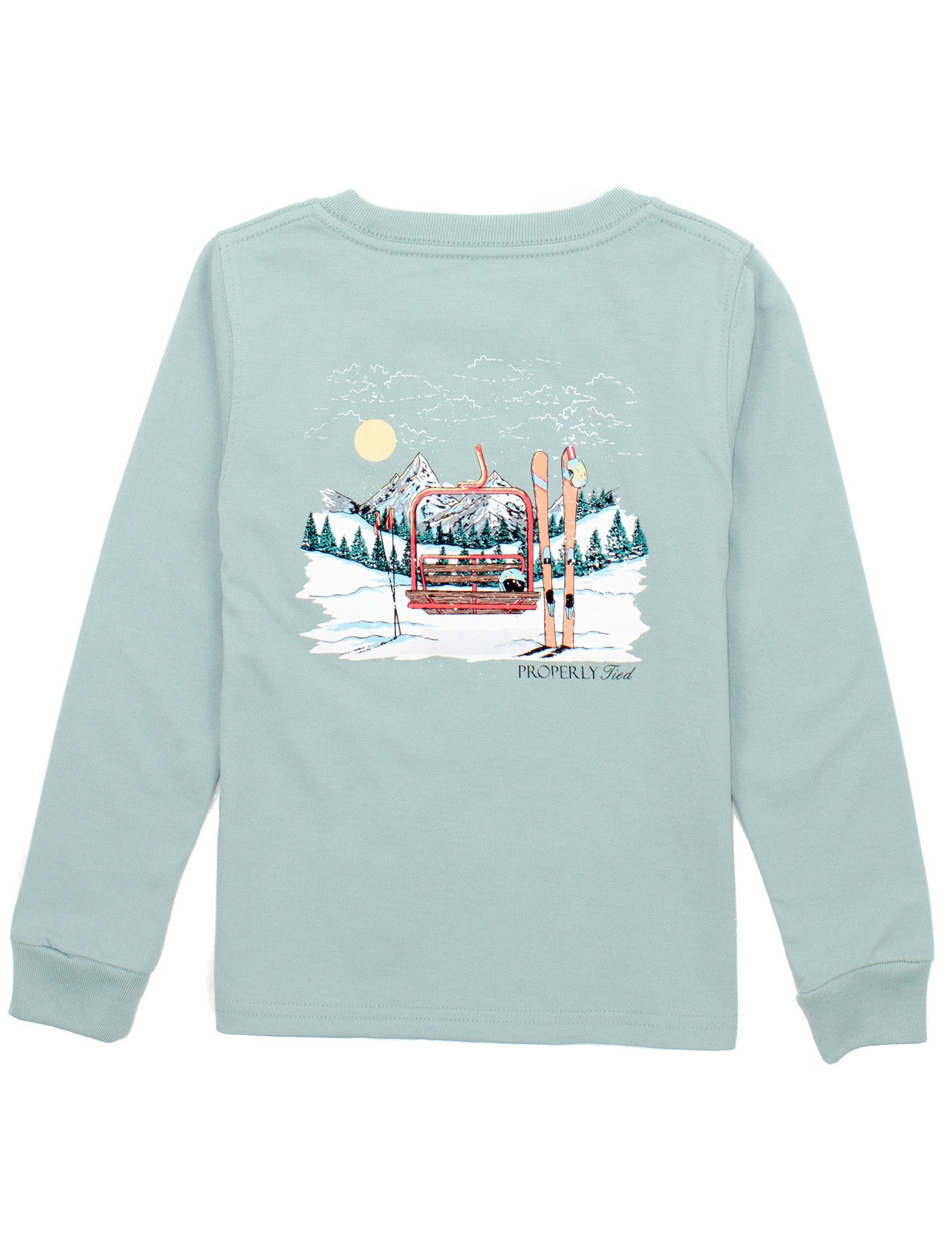 Properly Tied Boys LS Graphic Tee: Marine Mist with Ski Lift