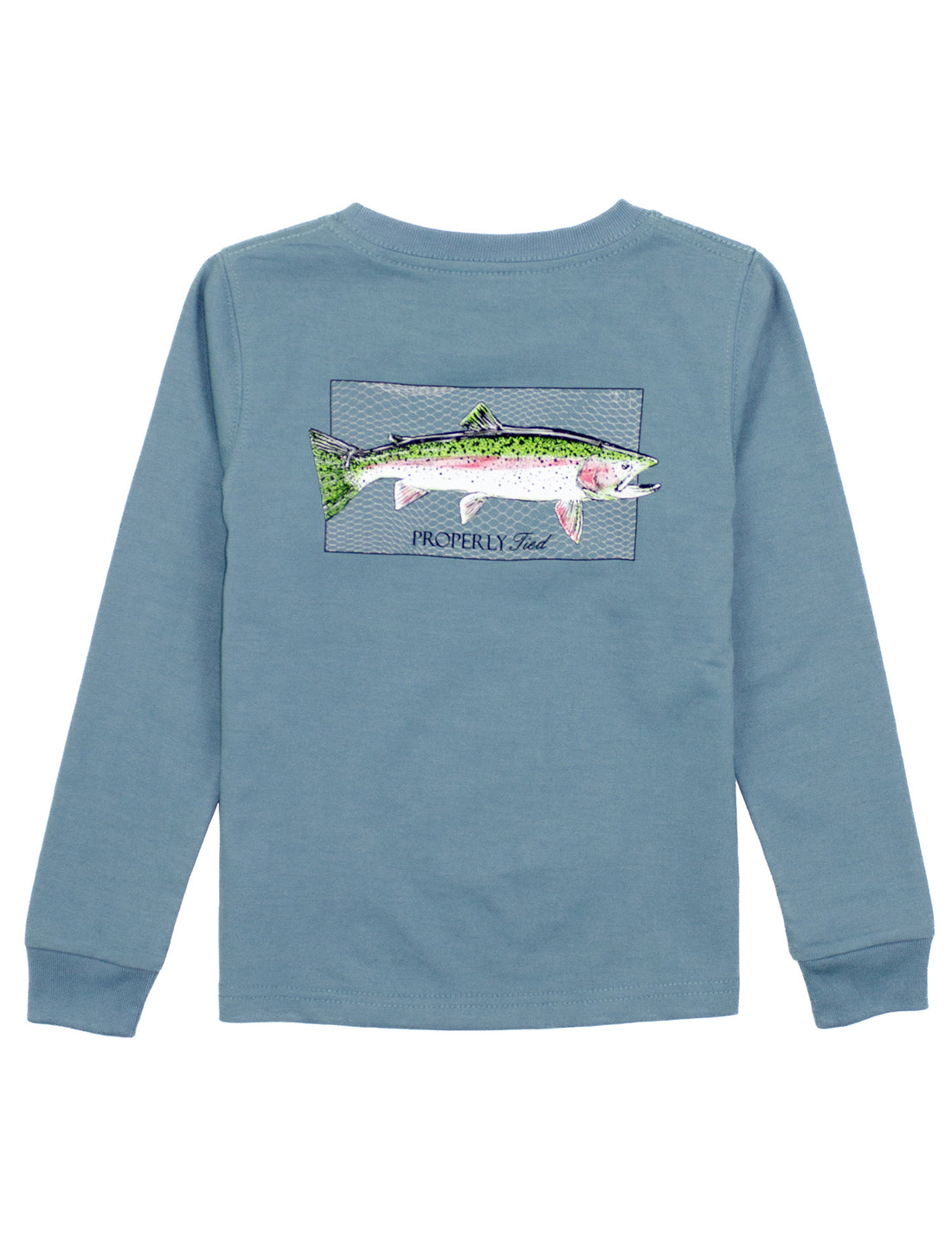 Boys Rainbow Trout LS Graphic T-Shirt: Steel Blue