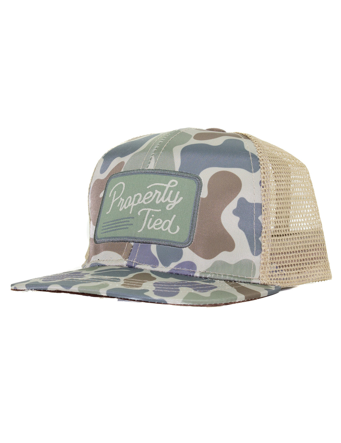 Properly Tied Sportsman Trucker Hat: Vintage Camo