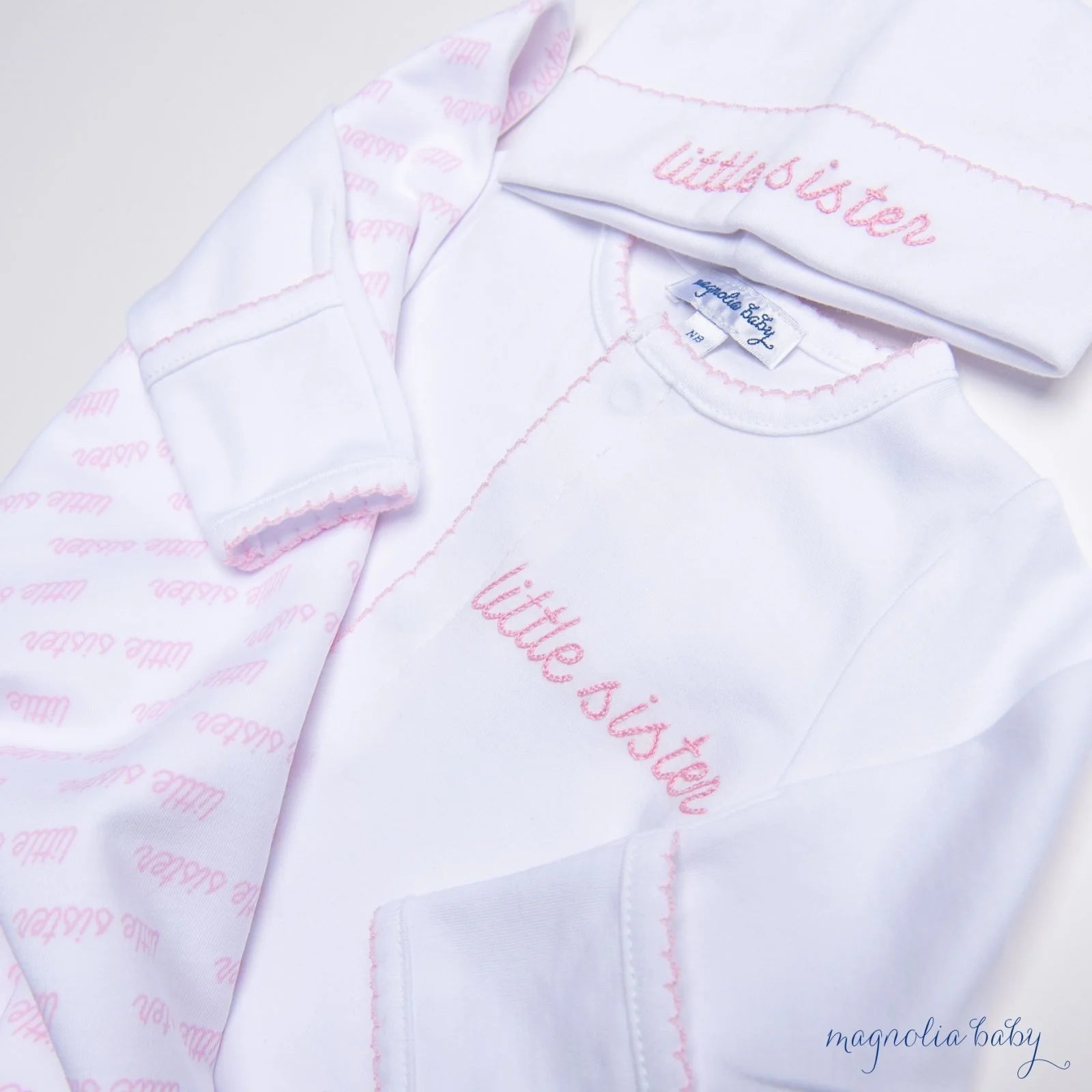 "Little Sister" Embroidered Footie